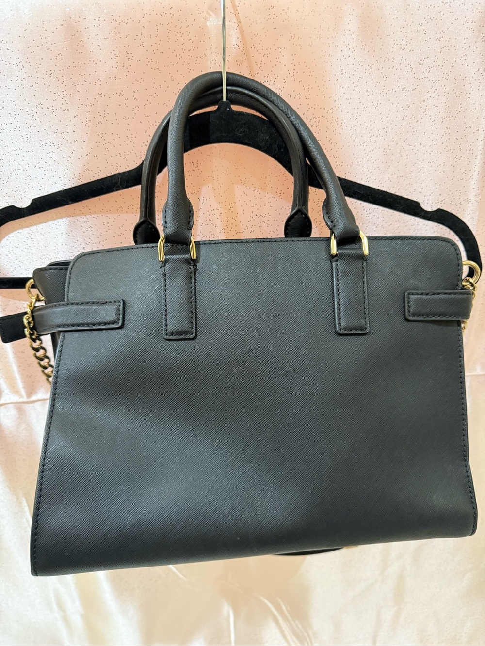 Michael Kors Black Saffiano Leather Satchel with Gold Hardware Charm - Picture 5 of 7